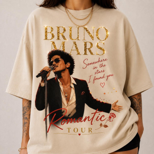 Bruno Romantic Tour 2026 T-Shirt, Concert Graphic Tee, Somewhere in the Star Lyric Shirt, Music Lover Gift, Vintage Graphic Shirt