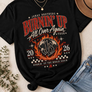 Jonas Brothers Burnin’ Up Tour Shirt, Comfort Colors Pepper Tee, Burnin’ Up All Over Again Shirt, 2000s, Tour Date Tshirt, JB Fan Shirt
